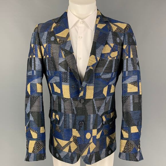 WALTER VAN BEIRENDONCK SS 14 Size 42 Grey Multi-Color Woven Sport Coat - Picture 1 of 7